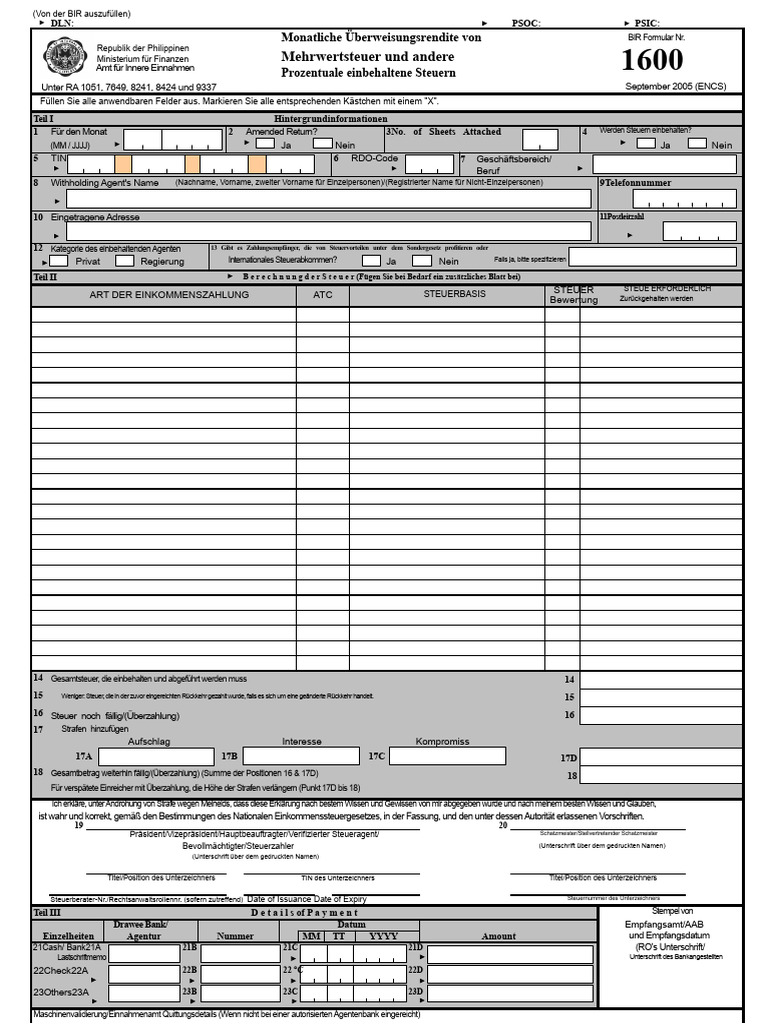 Formular 1600 | PDF