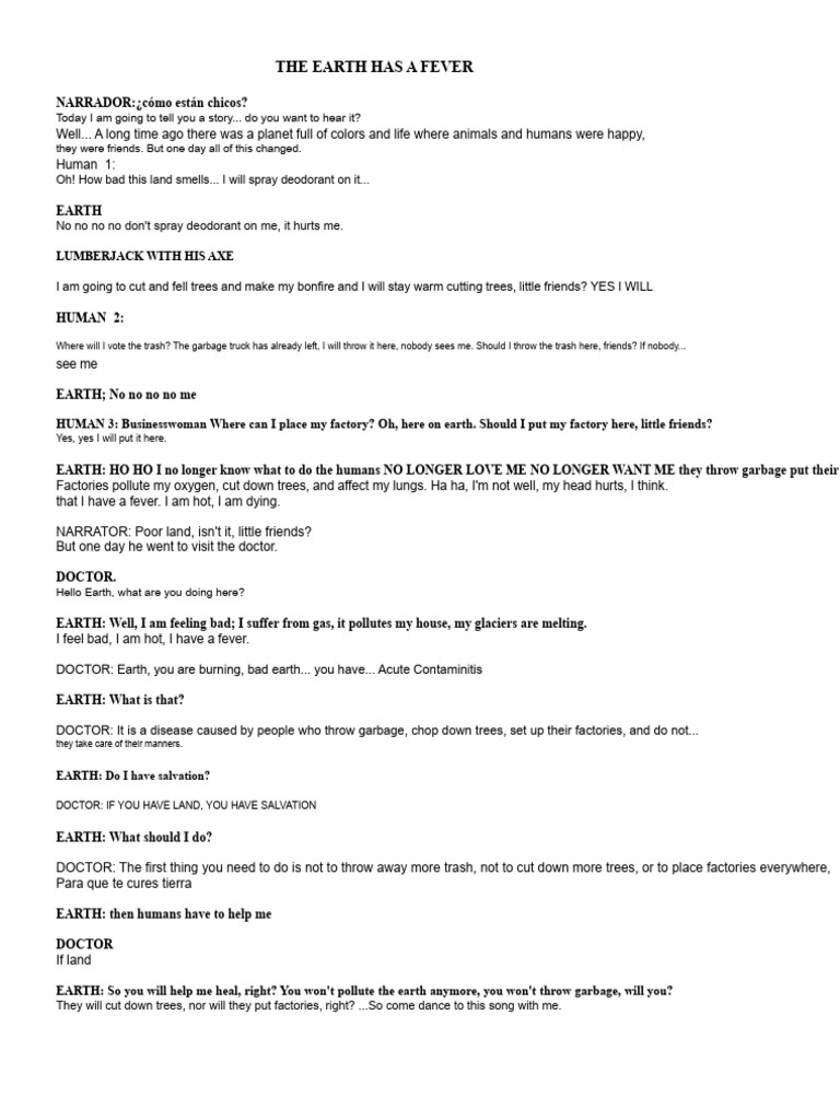 THEATER SCRIPT THE EARTH HAS A FEVER.docx | PDF
