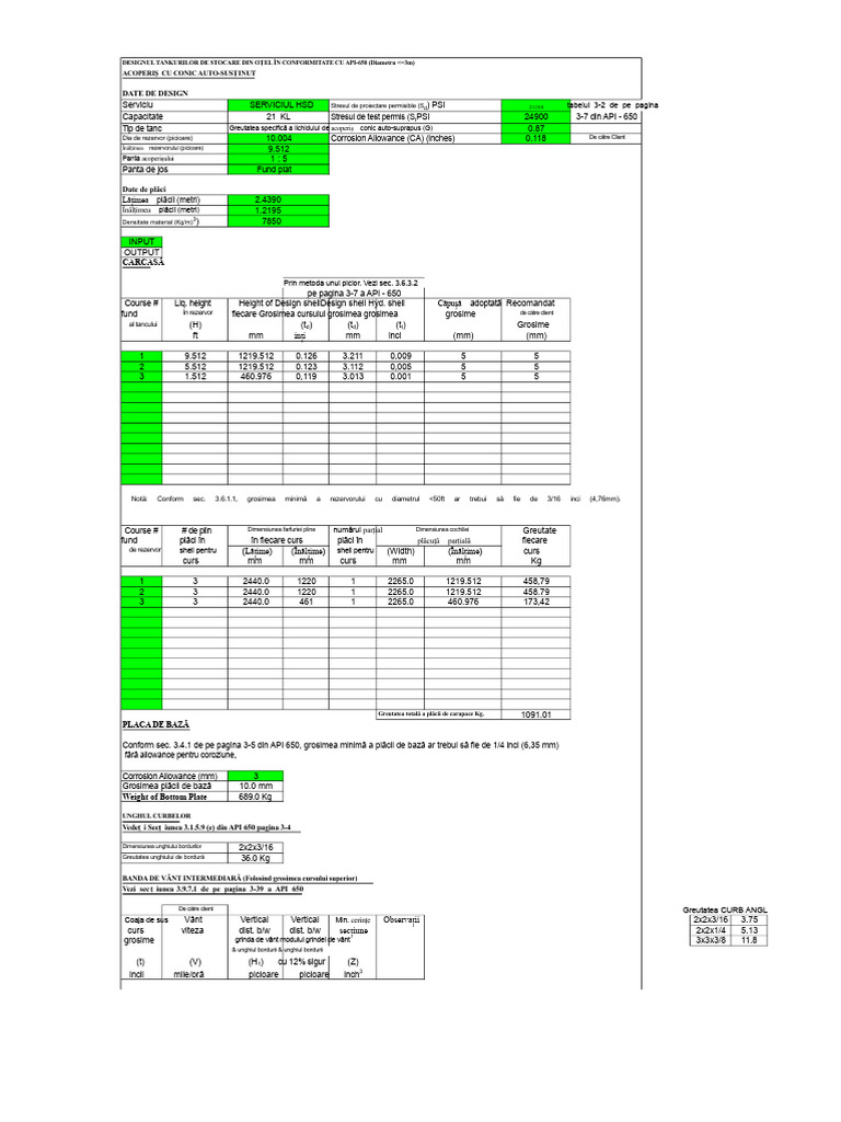 Proiectarea Rezervorului API 650 5 | PDF