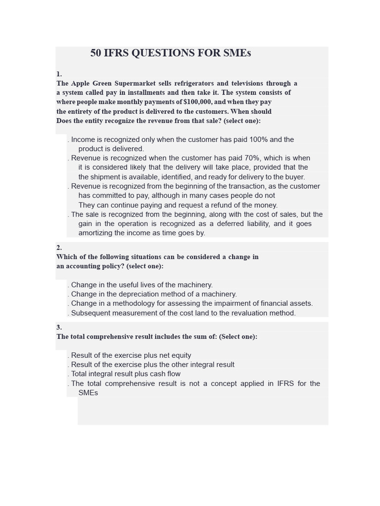 50 IFRS Questions for SMEs Explained | PDF | Fair Value | Equity (Finance)