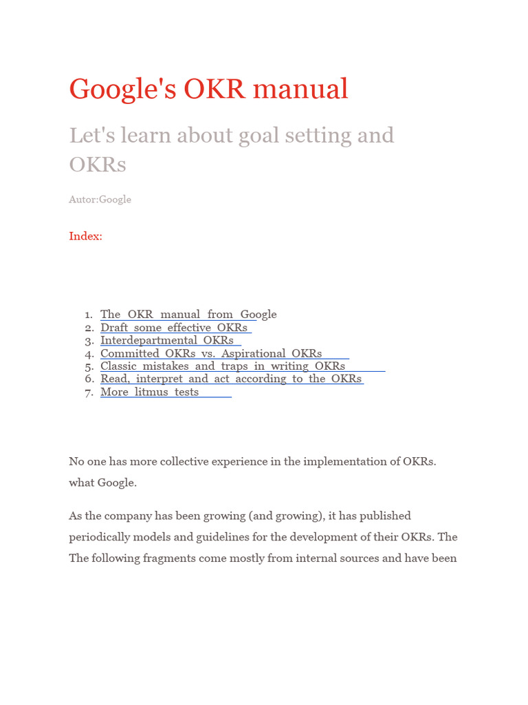 Google's Guide to Effective OKRs | PDF | Goal
