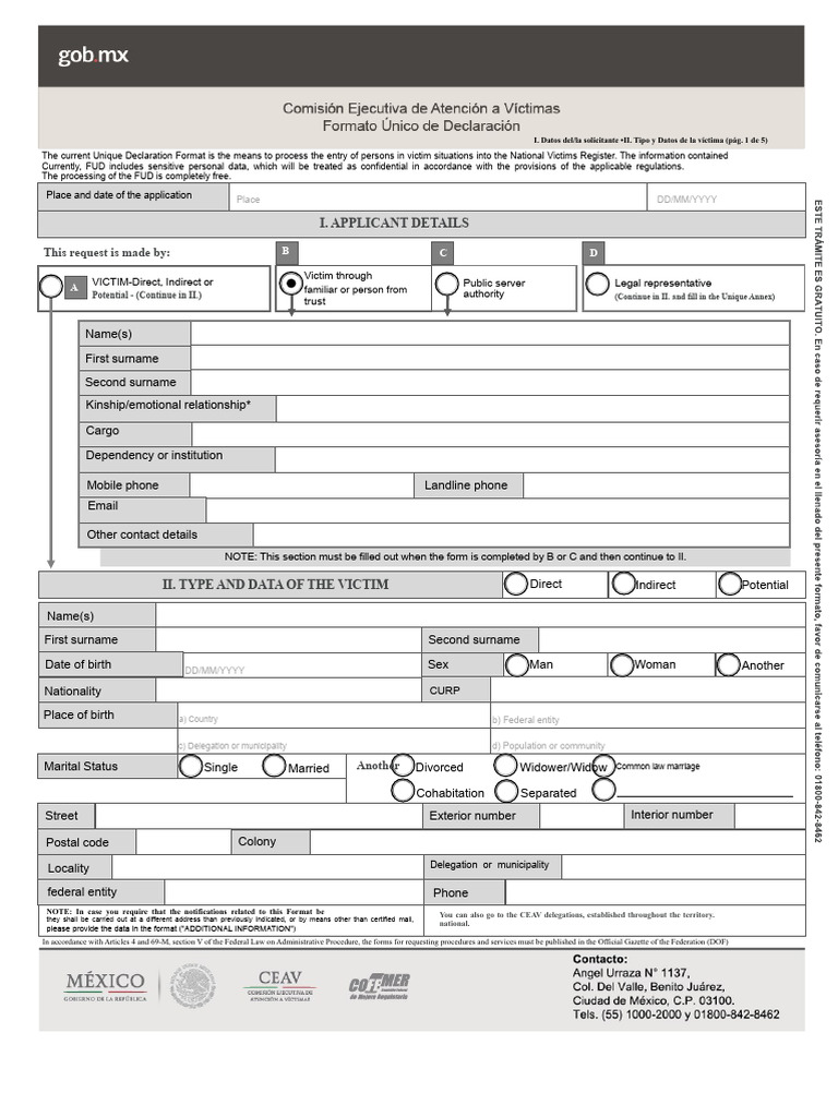 Unique Format For Complementary Information Declaration of The Person ...