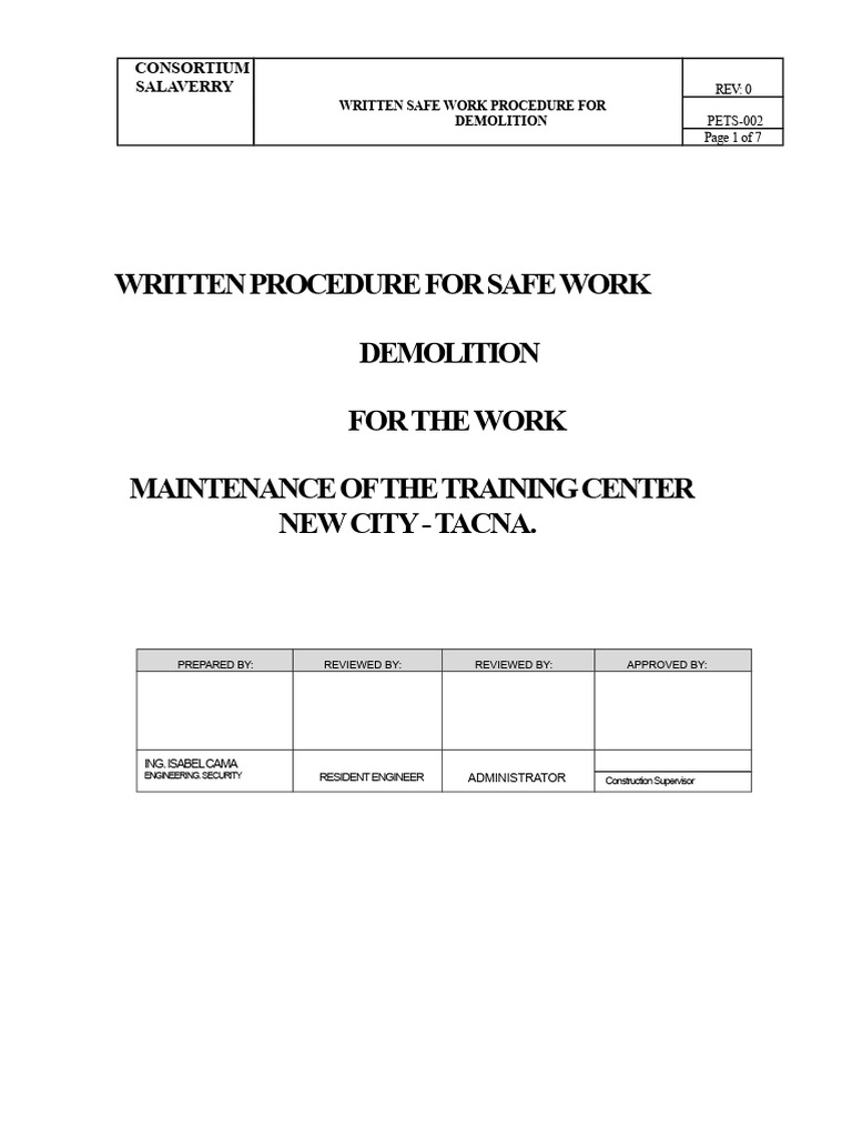 Safe Demolition Work Procedure Guide | PDF | Demolition | Safety