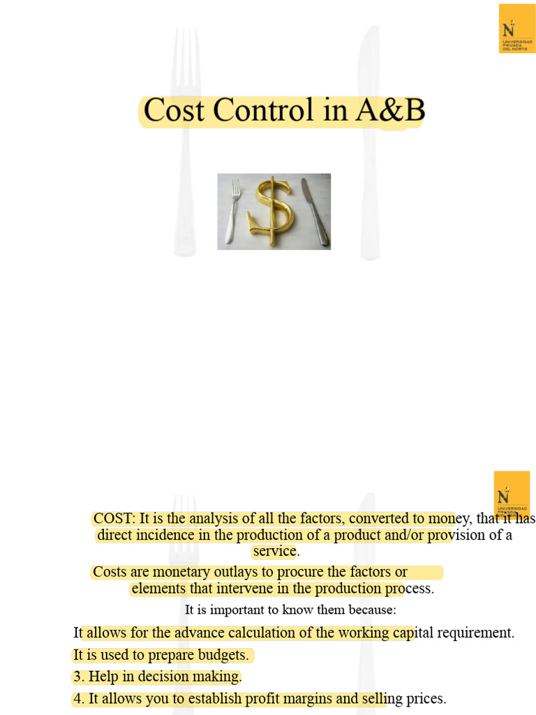 Cost Control Strategies for A&B | PDF | Cost Accounting | Cost