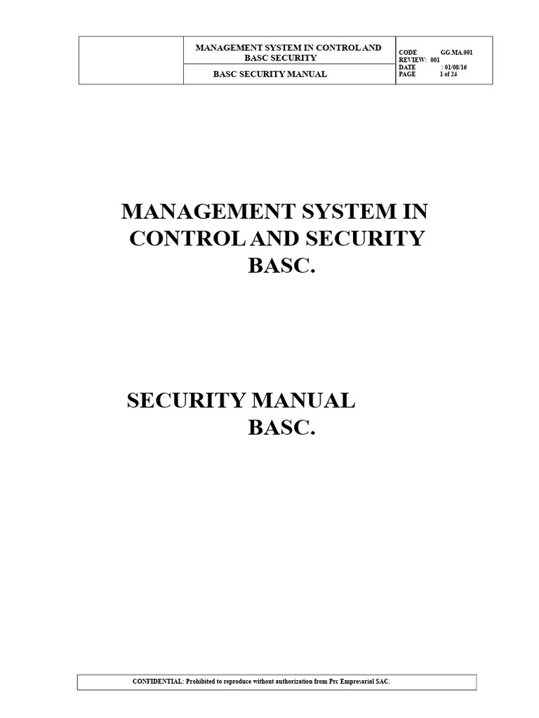 BASC Security Management System Guide | PDF | Audit | Regulatory Compliance