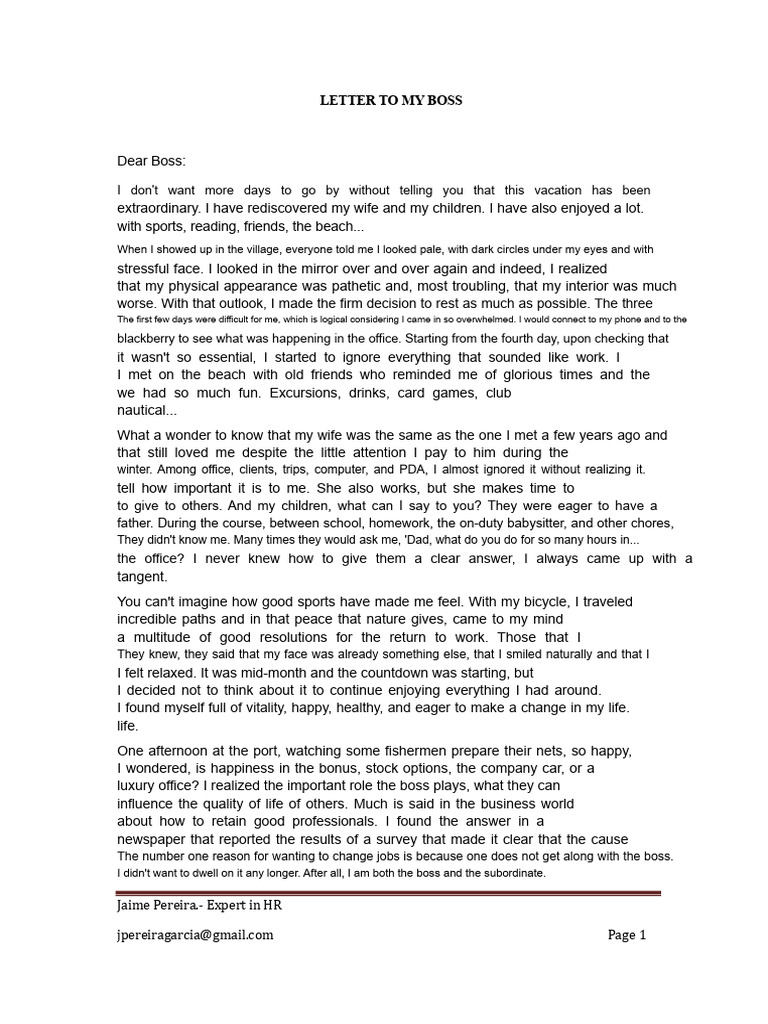 Letter To My Boss | PDF