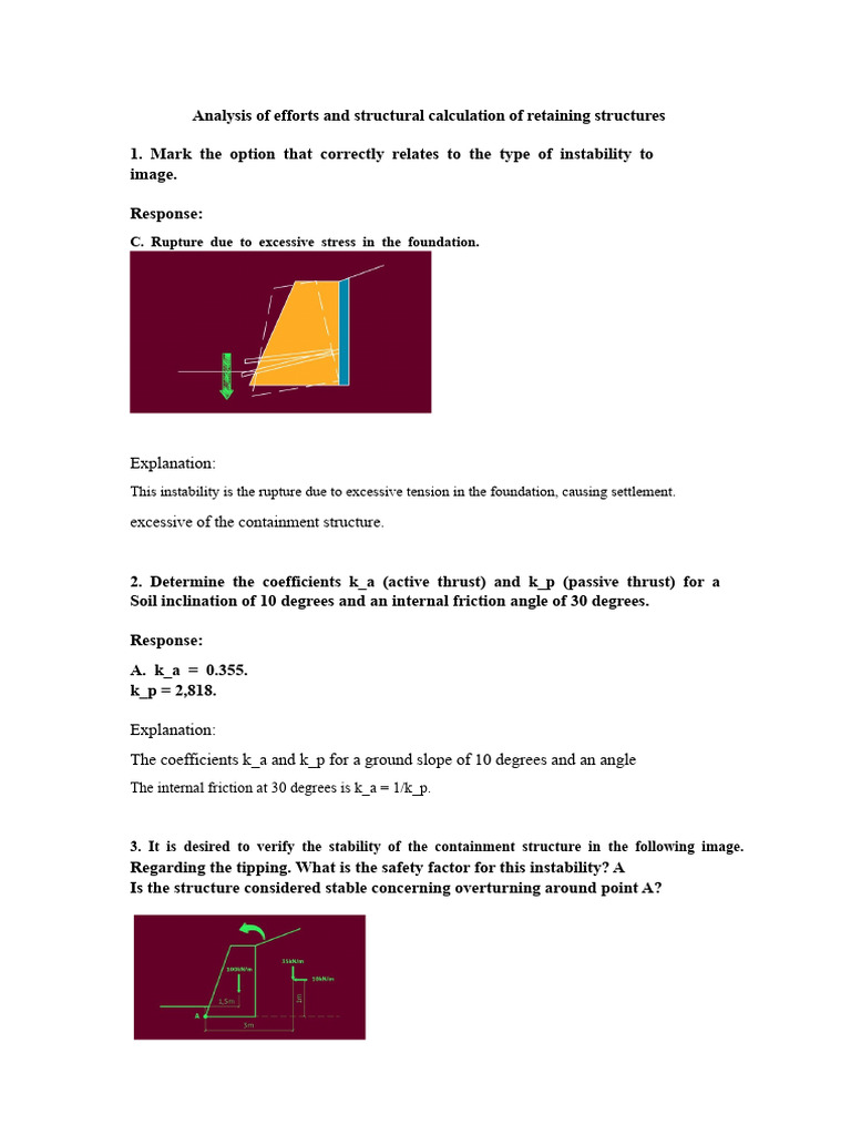 Retaining Structure Stability Analysis | PDF