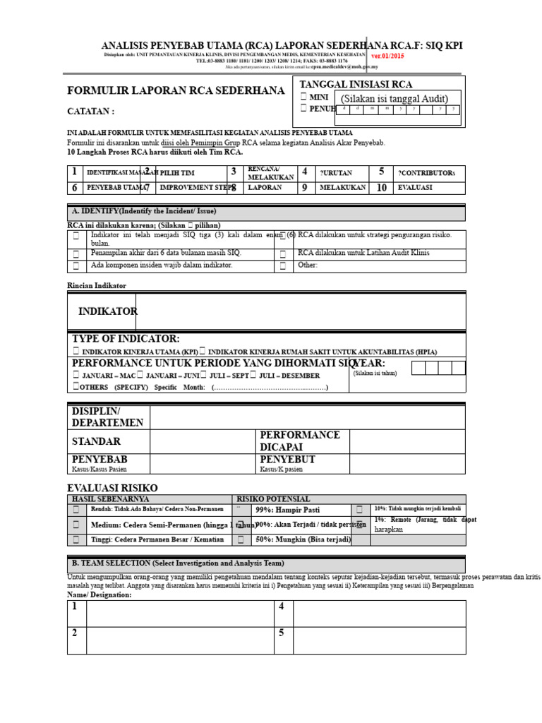 RCA Laporan SIQ KPI Kementerian Kesehatan | PDF