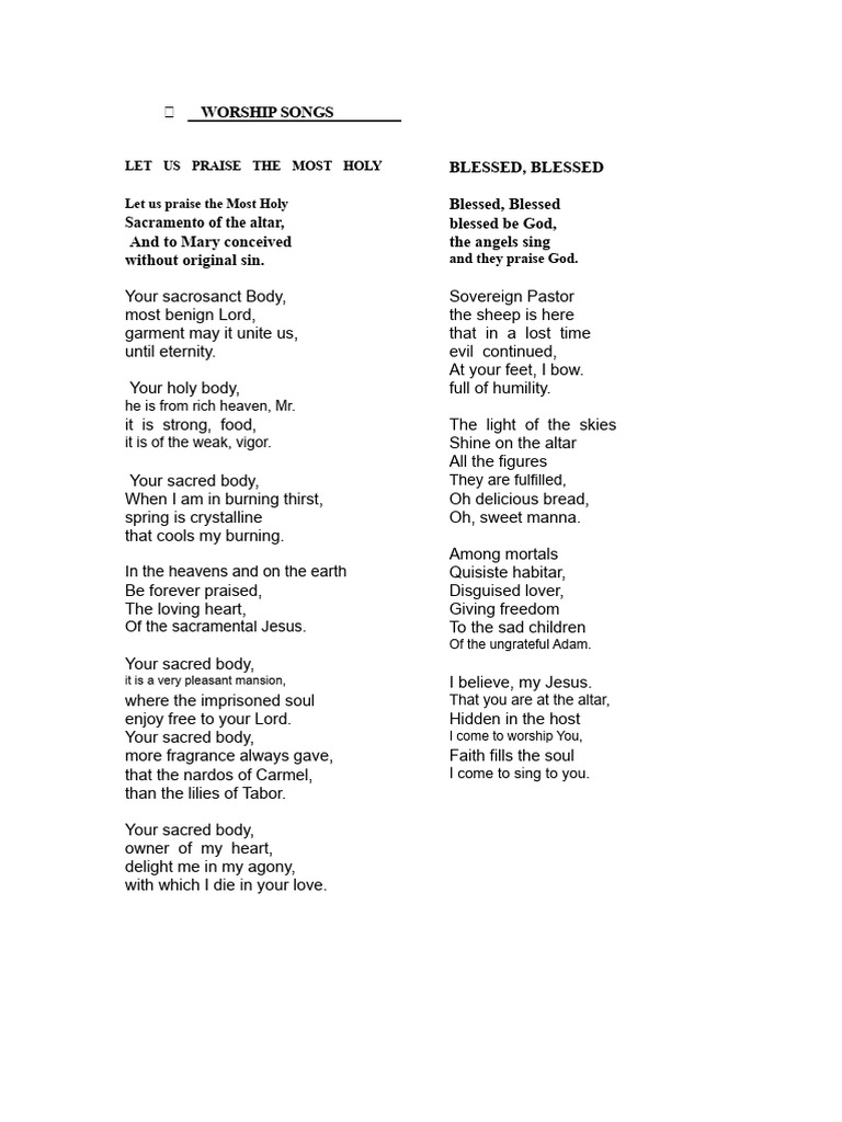 Songs | PDF | Glory (Religion) | Eucharist