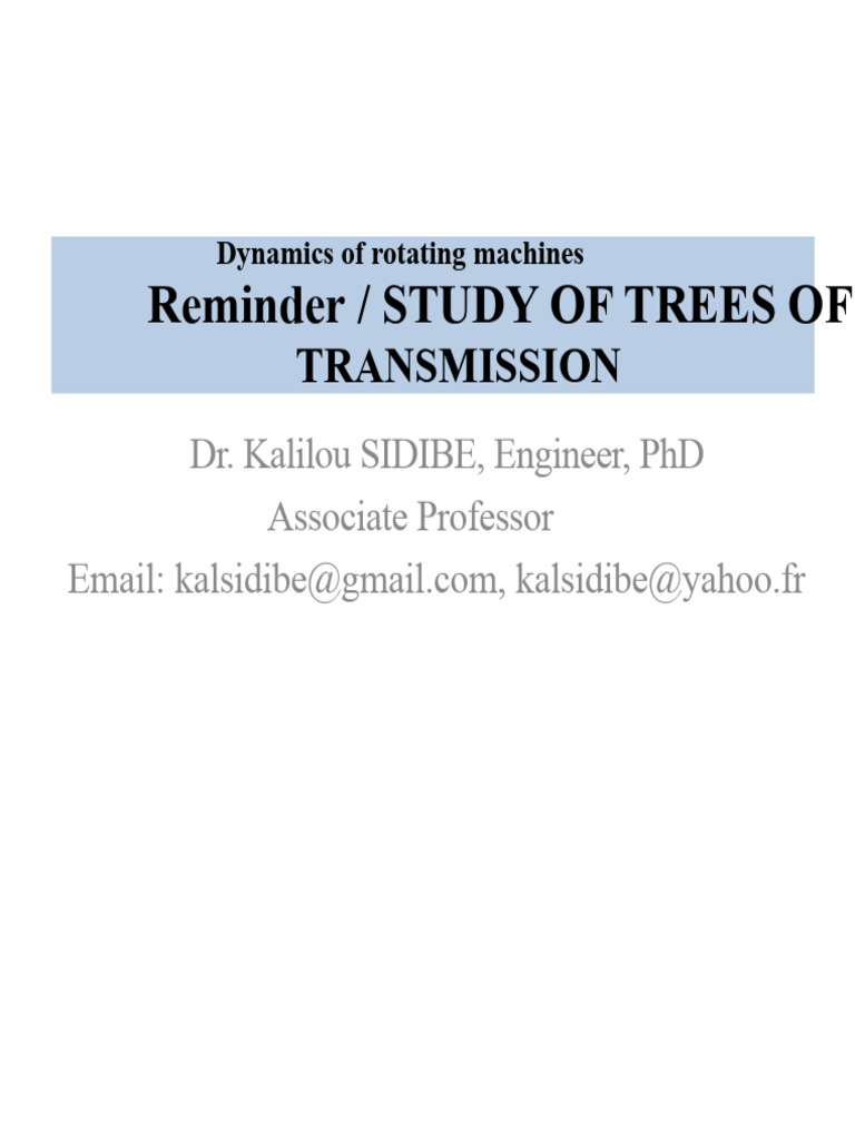 Reminder Study of Transmission Trees | PDF | Beam (Structure) | Bending