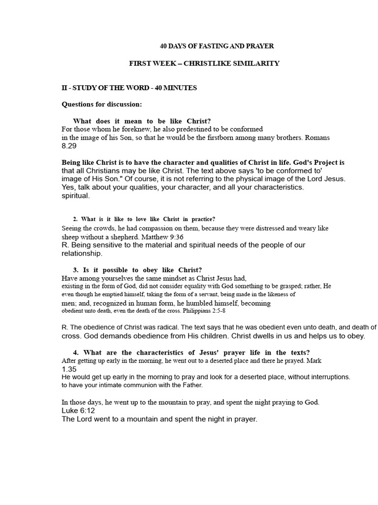 40 Days of Fasting and Prayer Guide | PDF | Disciple (Christianity) | Jesus