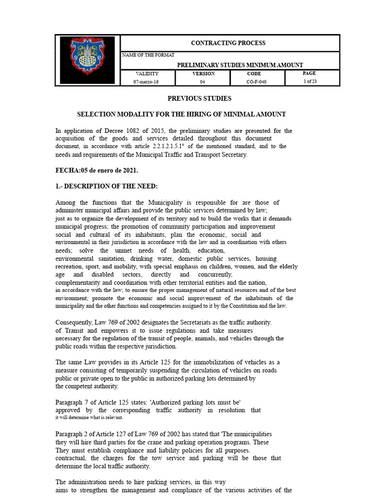 Parking Service Contracting Process | PDF | Parking | Risk