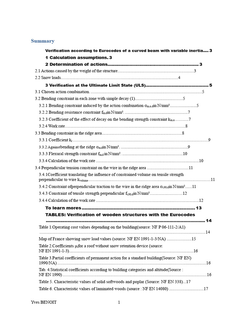 Eurocode Verification of Curved Beams | PDF | Bending | Beam (Structure)