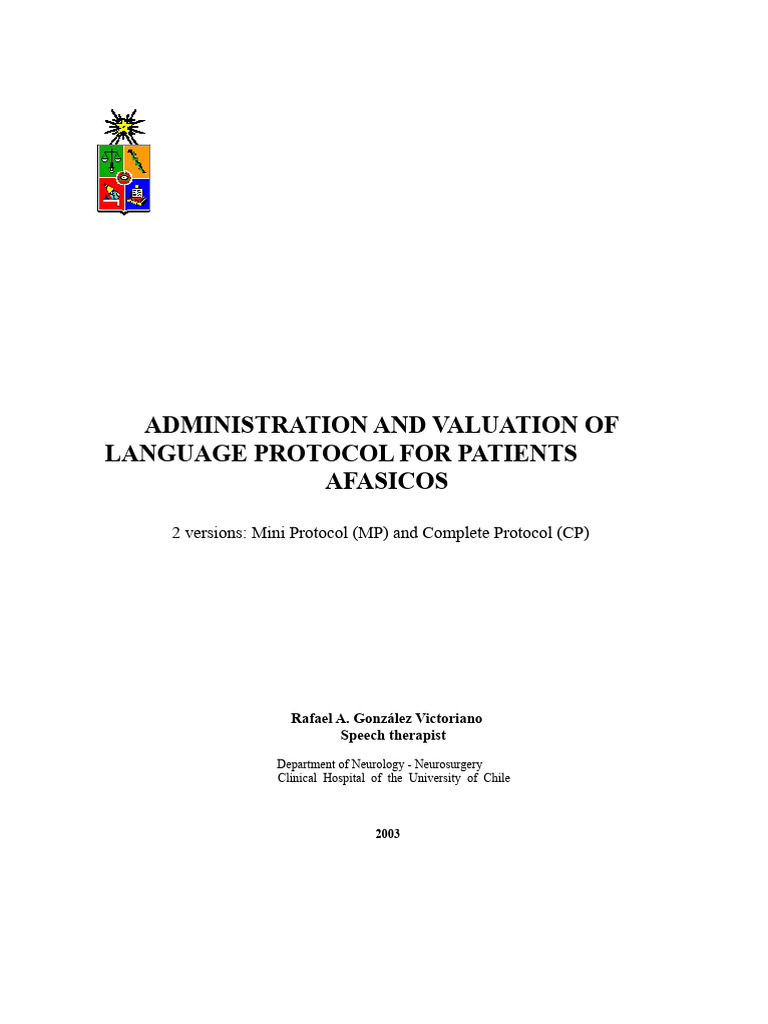 Aphasia Language Protocol Evaluation Guide | PDF | Aphasia | Speech