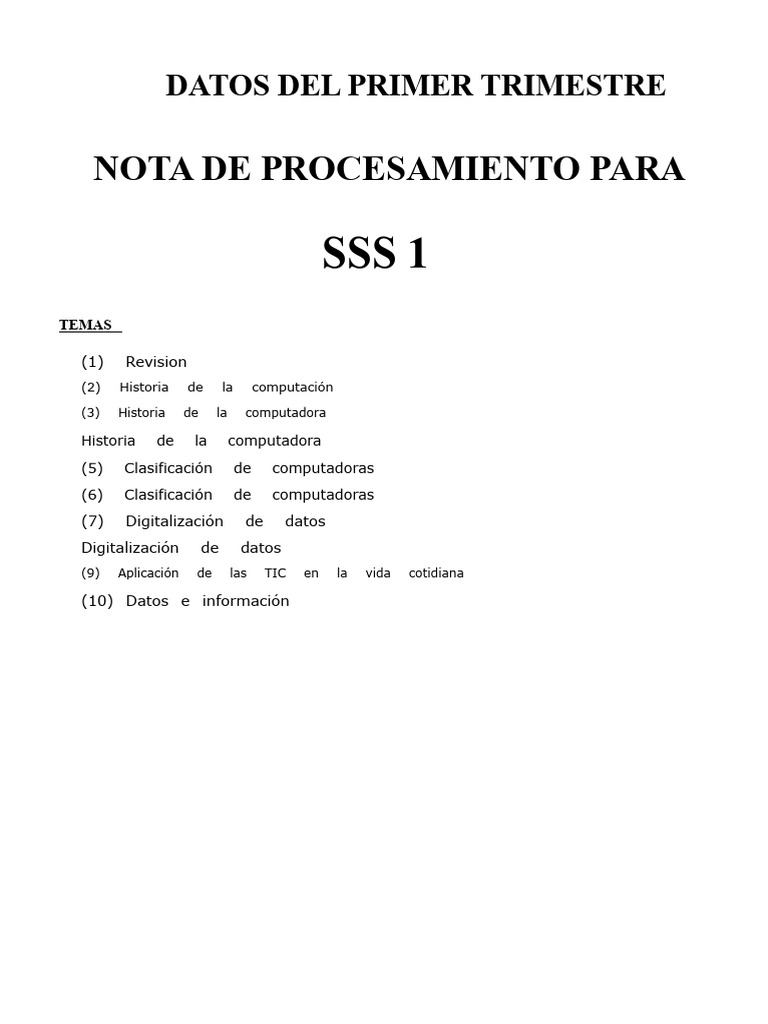 Nota Completa de Procesamiento de Datos Ss1 | PDF | Sistema operativo ...