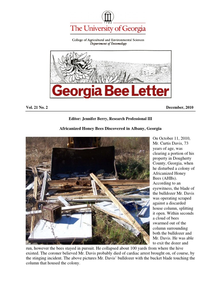 Africanized Honey Bees Discovered in Albany, Vol. 21 No. 2