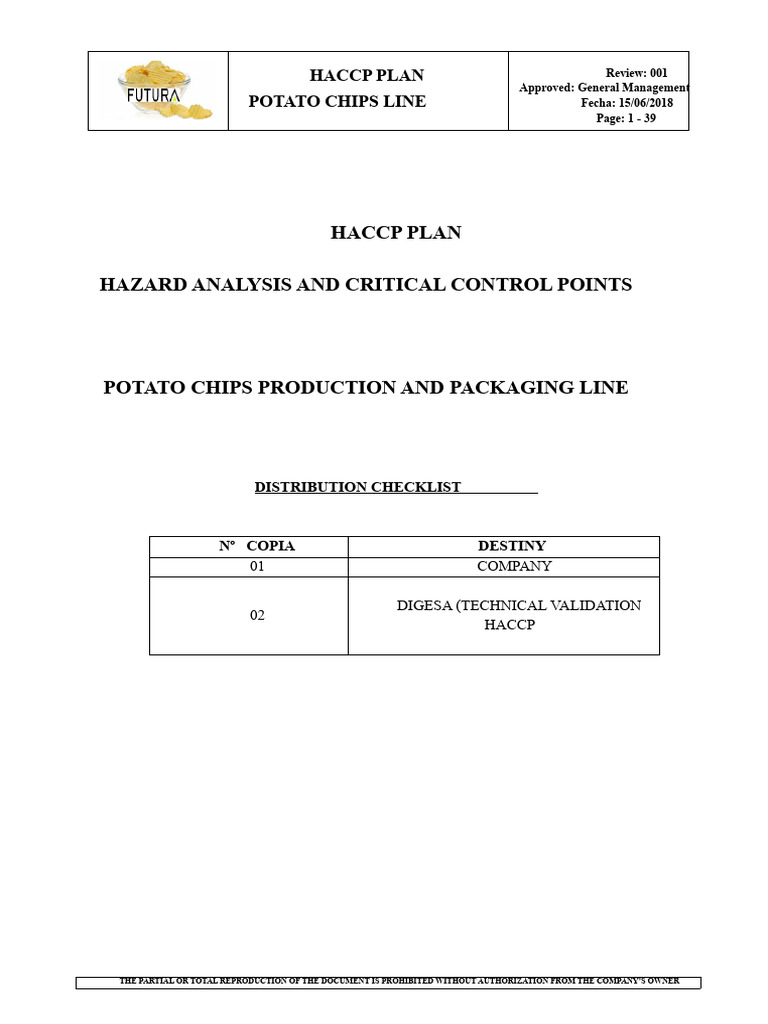 HACCP Plan for Potato Chips Production | PDF | Hazards | Food Safety