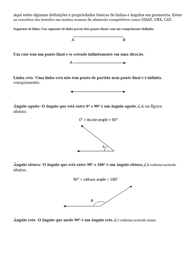 Definições de Linhas e Ângulos em Geometria | PDF | Ângulo | Linha ...