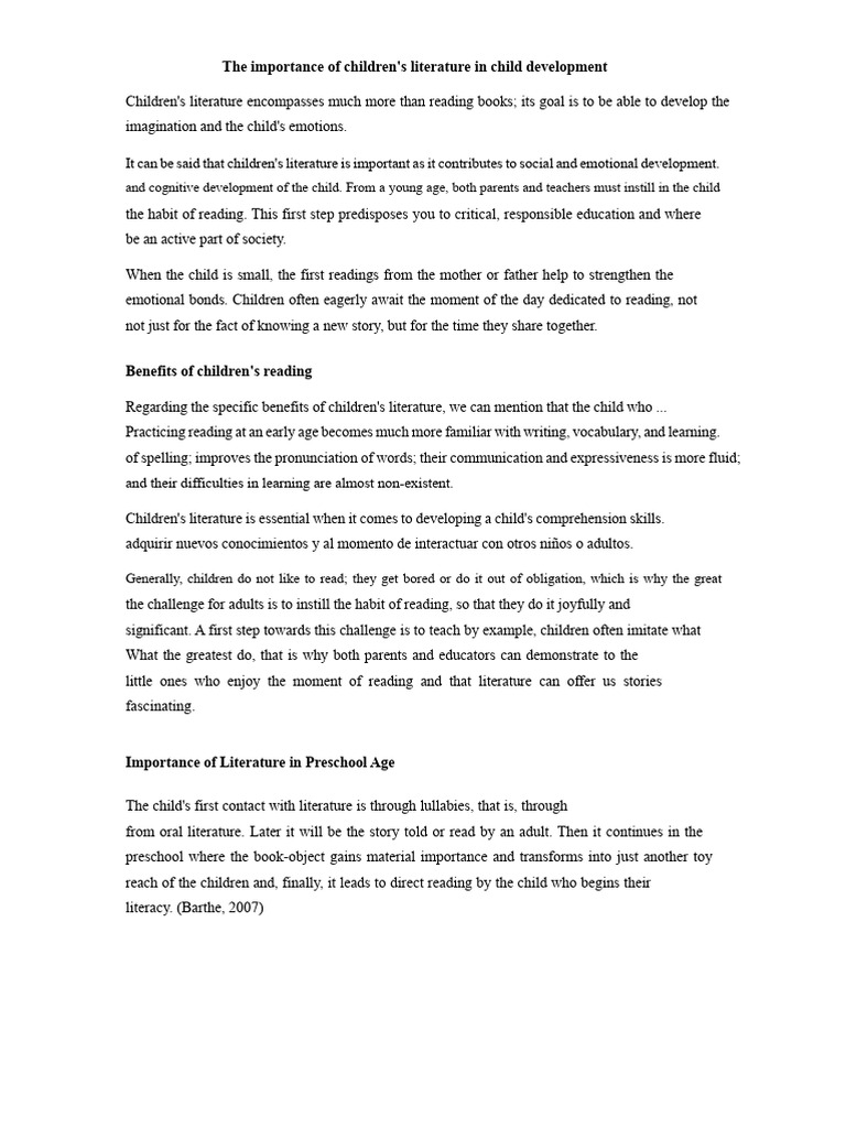 The Importance of Children's Literature in Child Development | PDF ...