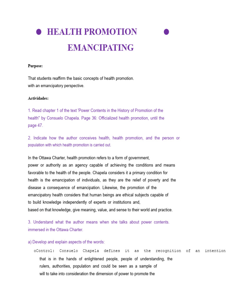 Emancipatory Health Promotion Concepts | PDF | Empowerment | Knowledge