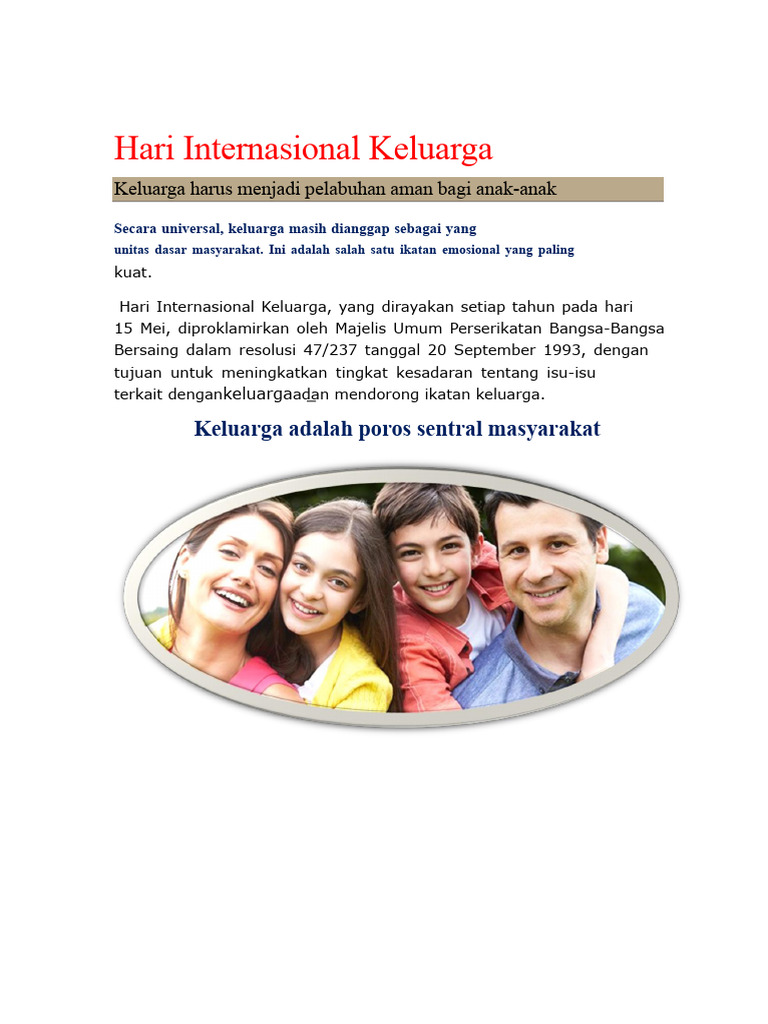 Pentingnya Hari Keluarga Internasional | PDF