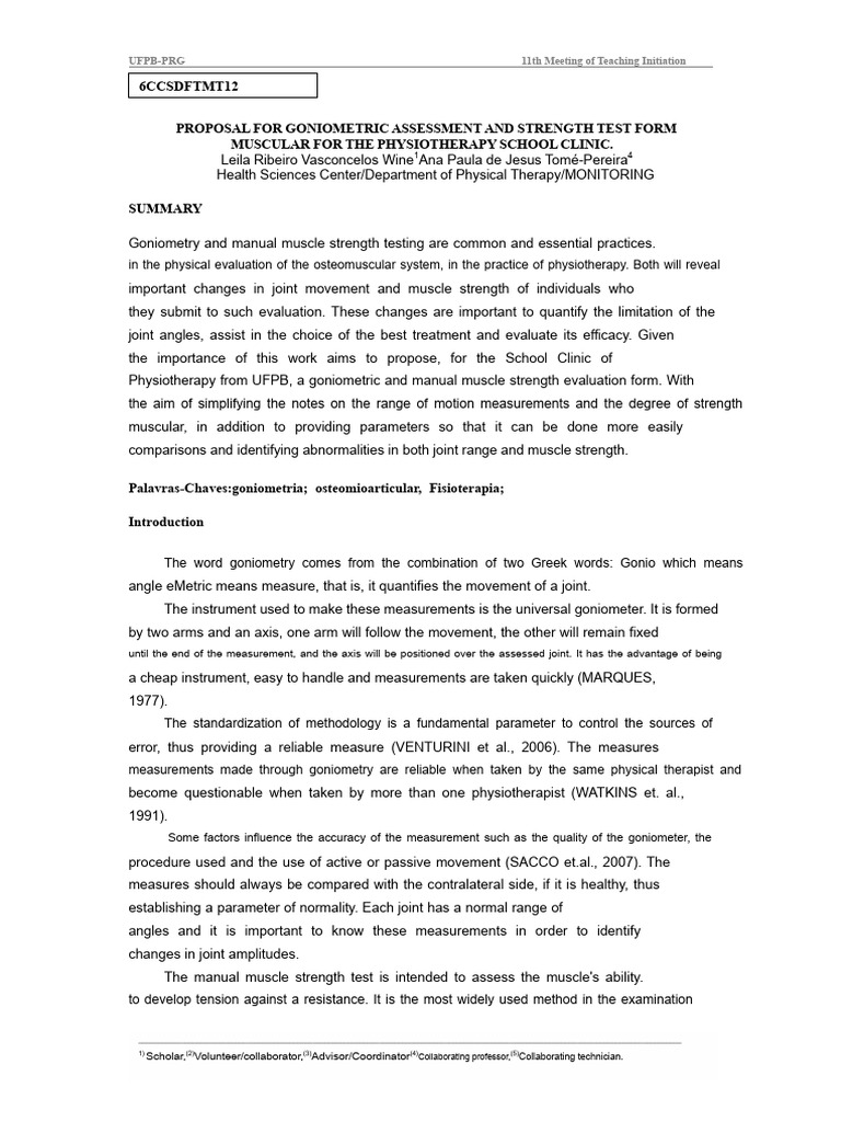 Strength Assessment and Goniometry | PDF | Anatomical Terms Of Motion ...