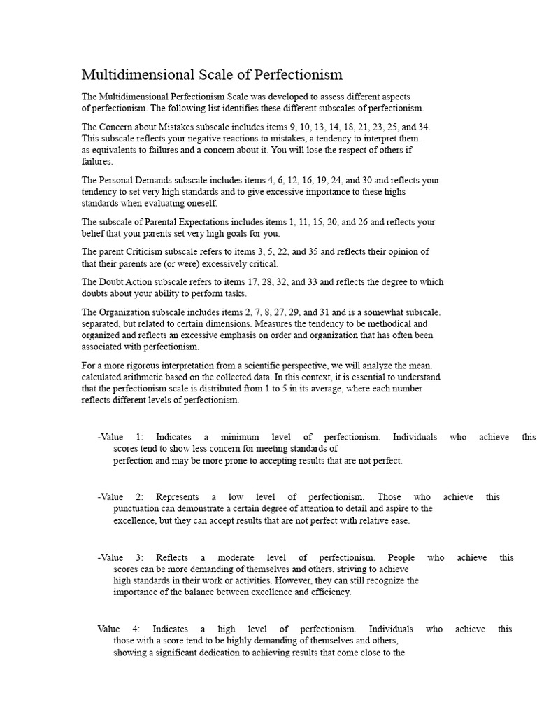 Understanding the Multidimensional Perfectionism Scale | PDF ...