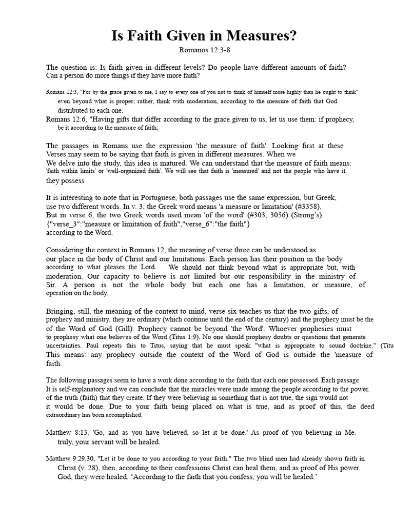 Understanding Measures of Faith in Romans | PDF | Faith | Jesus