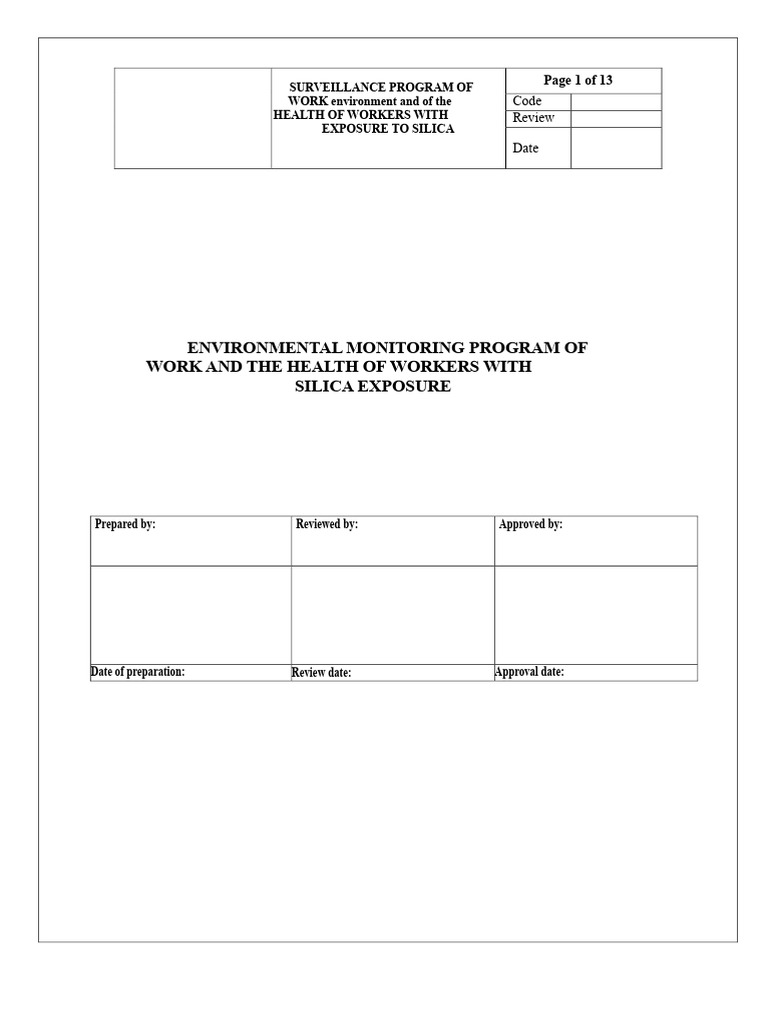 Silica Exposure Health Surveillance Program | PDF | Risk