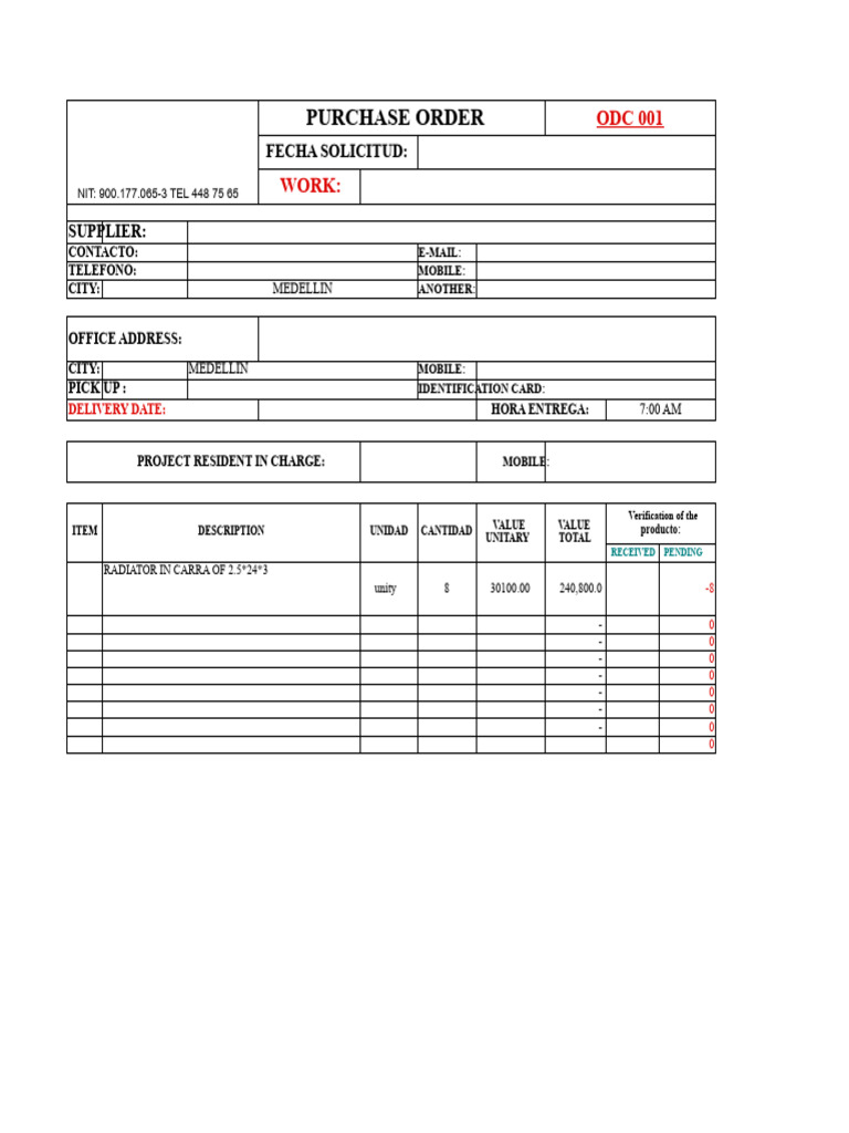 Purchase Orders for Construction Supplies | PDF