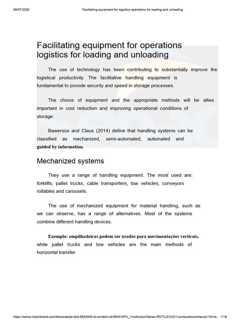 Logistics Equipment for Loading Operations | PDF | Logistics | Radio ...