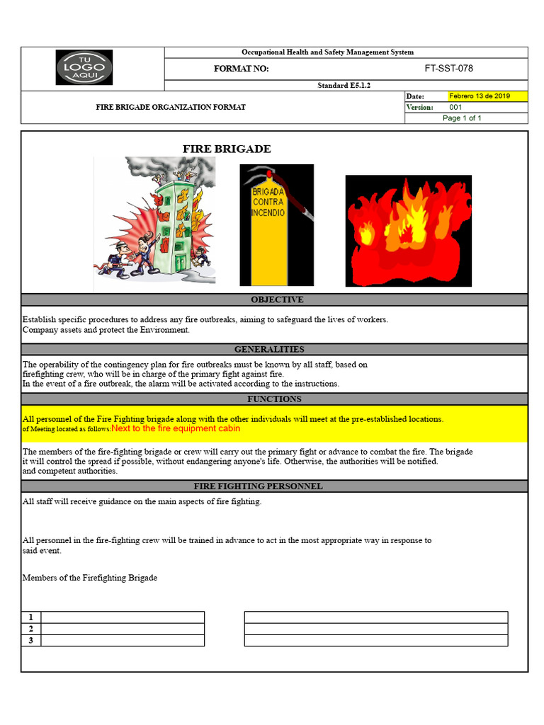 Fire Brigade Safety Procedures Guide | PDF
