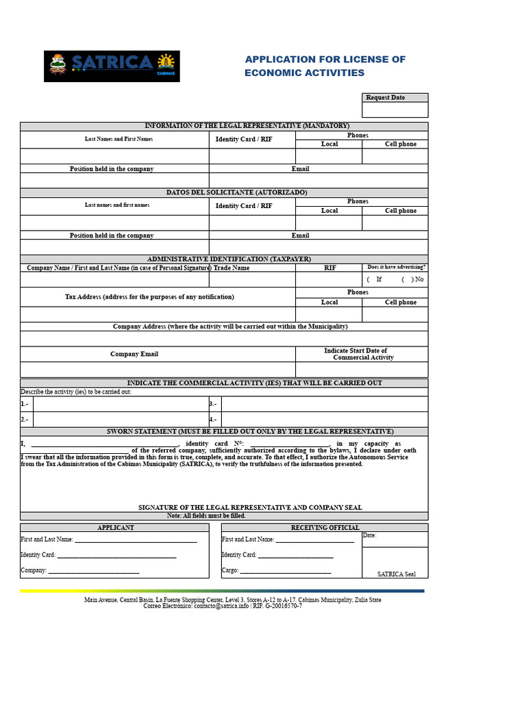 f004 Application For Economic Activity License | PDF | Identity ...