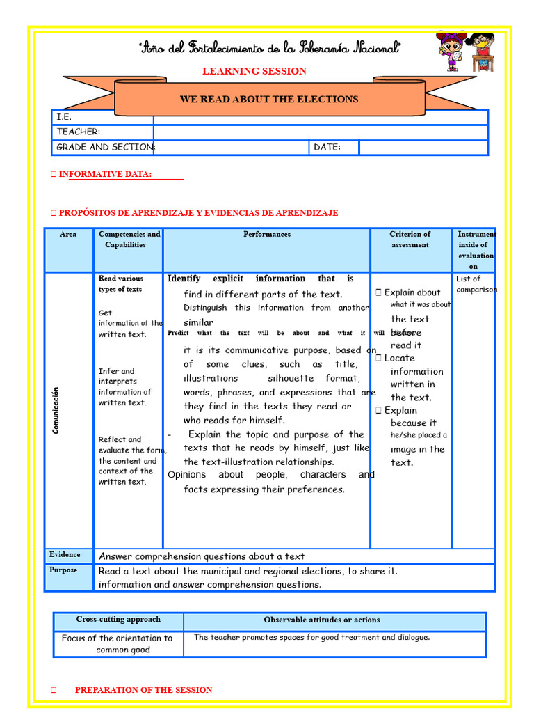 E8 s2 Reading Plan Session We Read About Elections | PDF | Reading ...