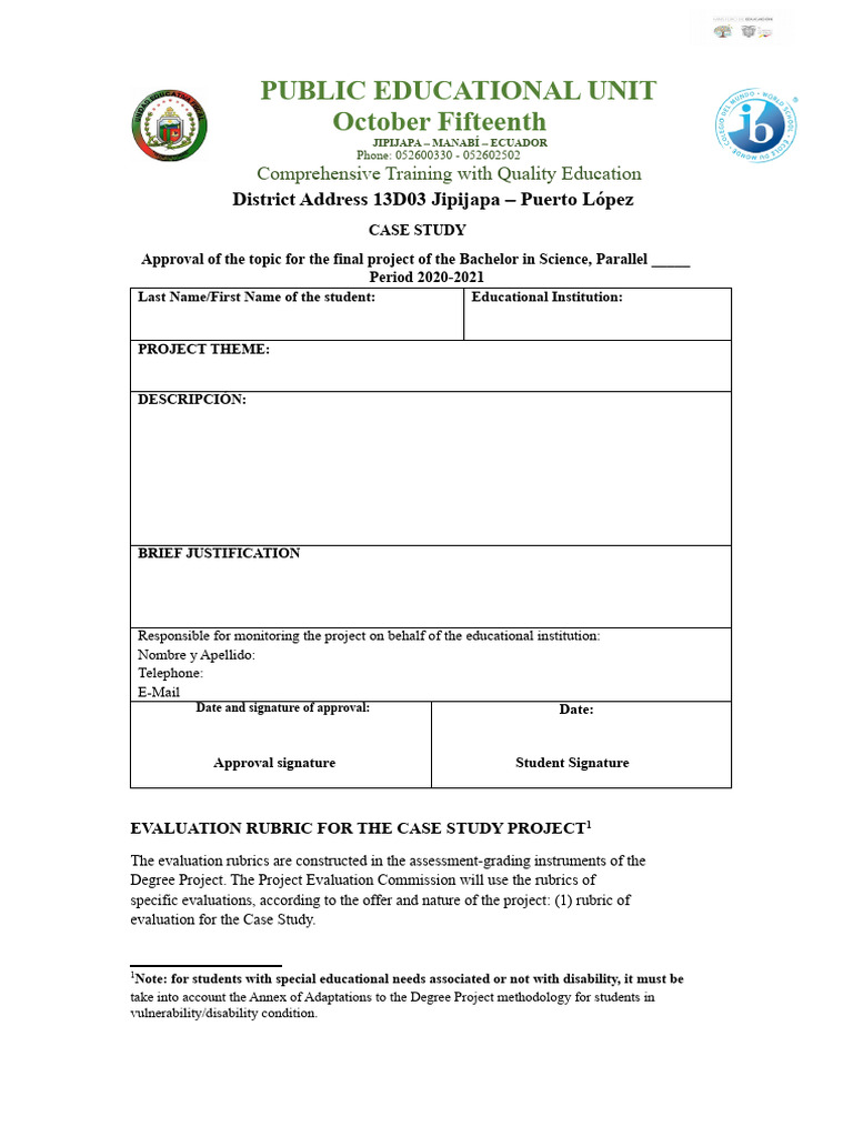 Format For Approval of Degree Project (CASE STUDY) | PDF