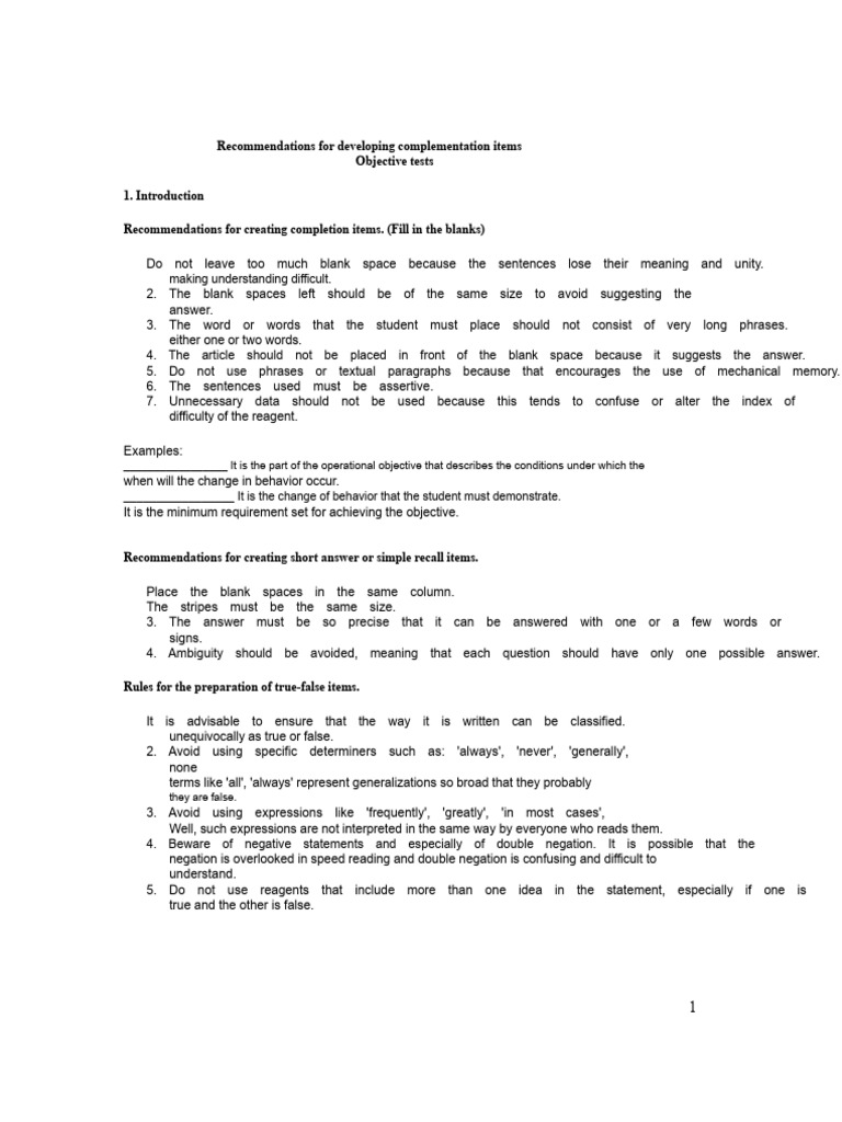 Creating Effective Objective Test Items | PDF | Multiple Choice ...