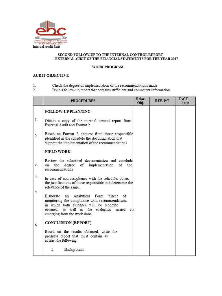 Internal Audit Follow-Up Report 2017 | PDF | Audit