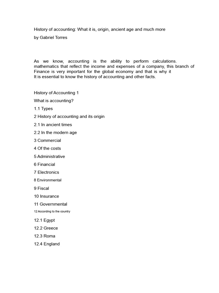 History of Accounting: Origins & Types | PDF | Insurance | Taxes