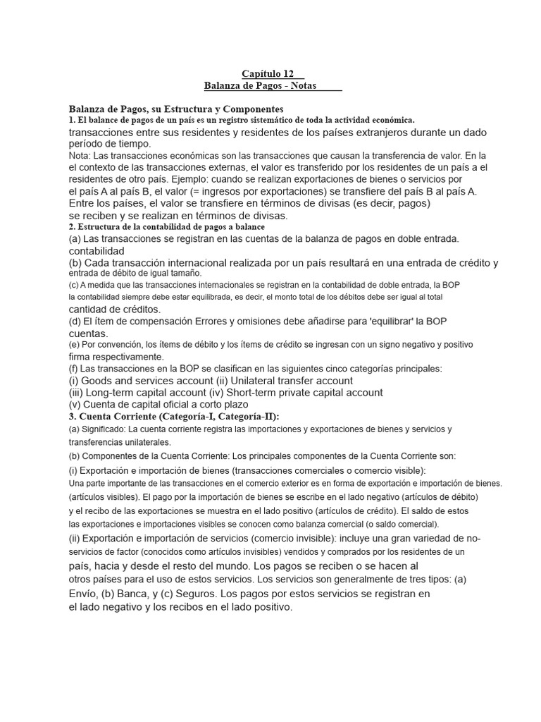 Estructura y Componentes de la Balanza de Pagos | PDF | Balance de ...