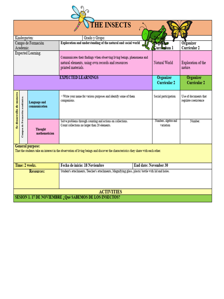 Insect Exploration for Kindergarten | PDF