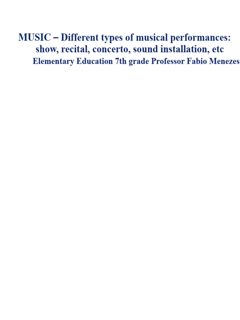 Types of Musical Performances Explained | PDF | Concert | Musical Theatre
