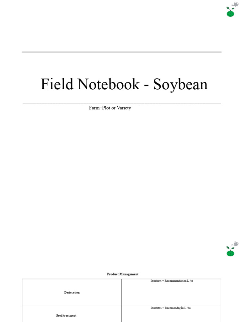 Field Notebook Soybean 1 | PDF | Legume | Pest (Organism)
