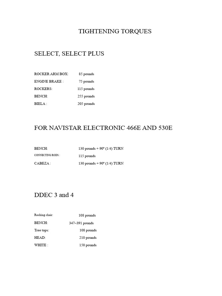 Torque Values | PDF