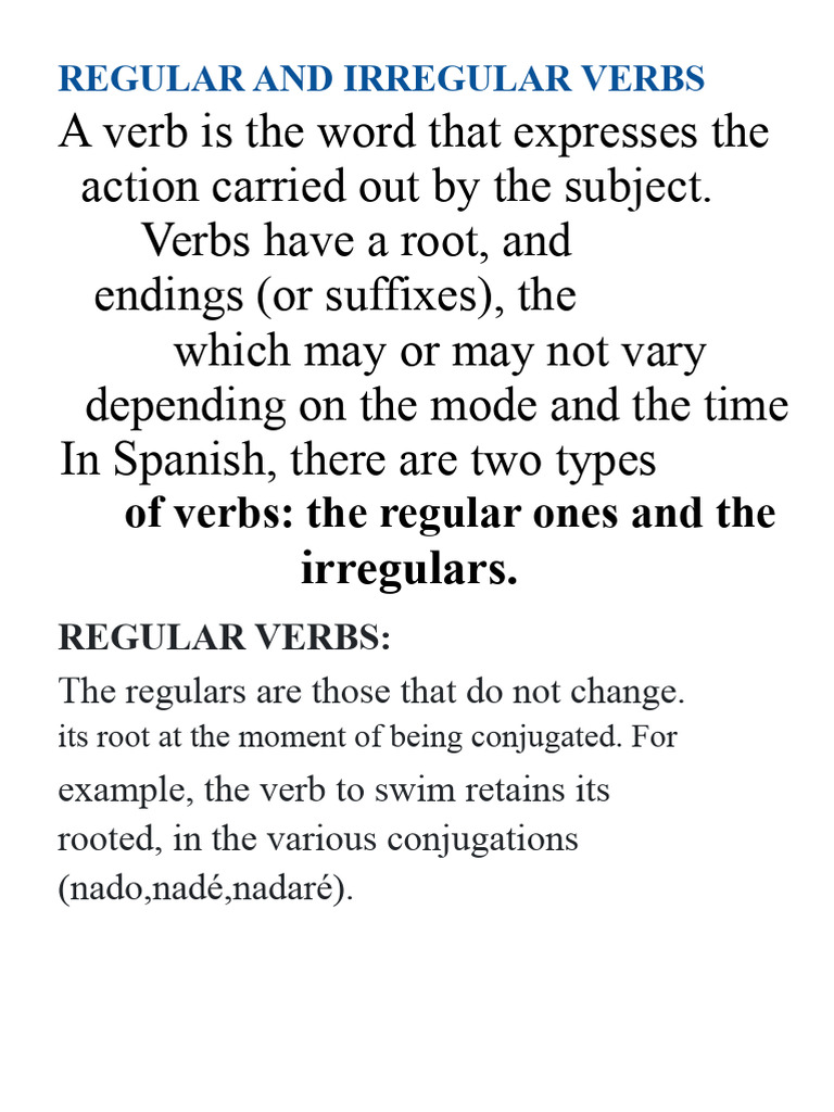 Regular and Irregular Verbs Explained | PDF