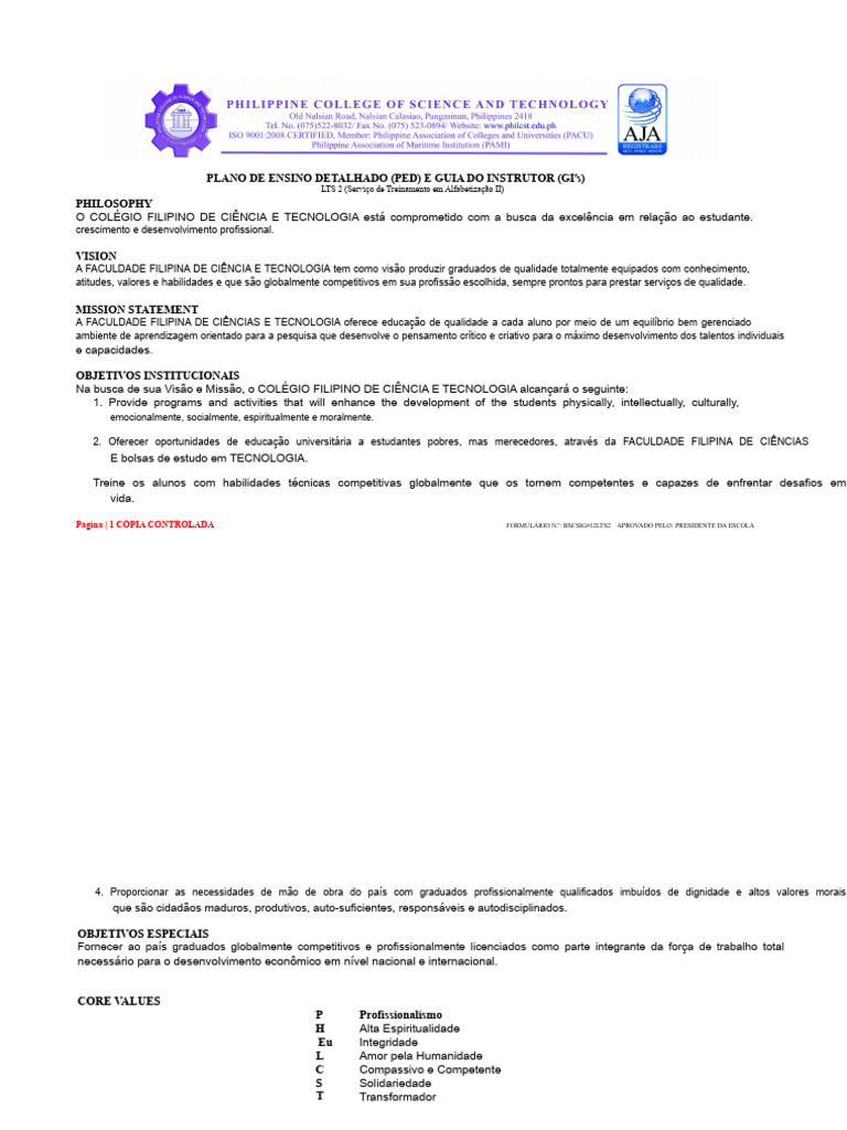 Plano de Ensino e Guia do Instrutor LTS 2 | PDF | Informática | Science