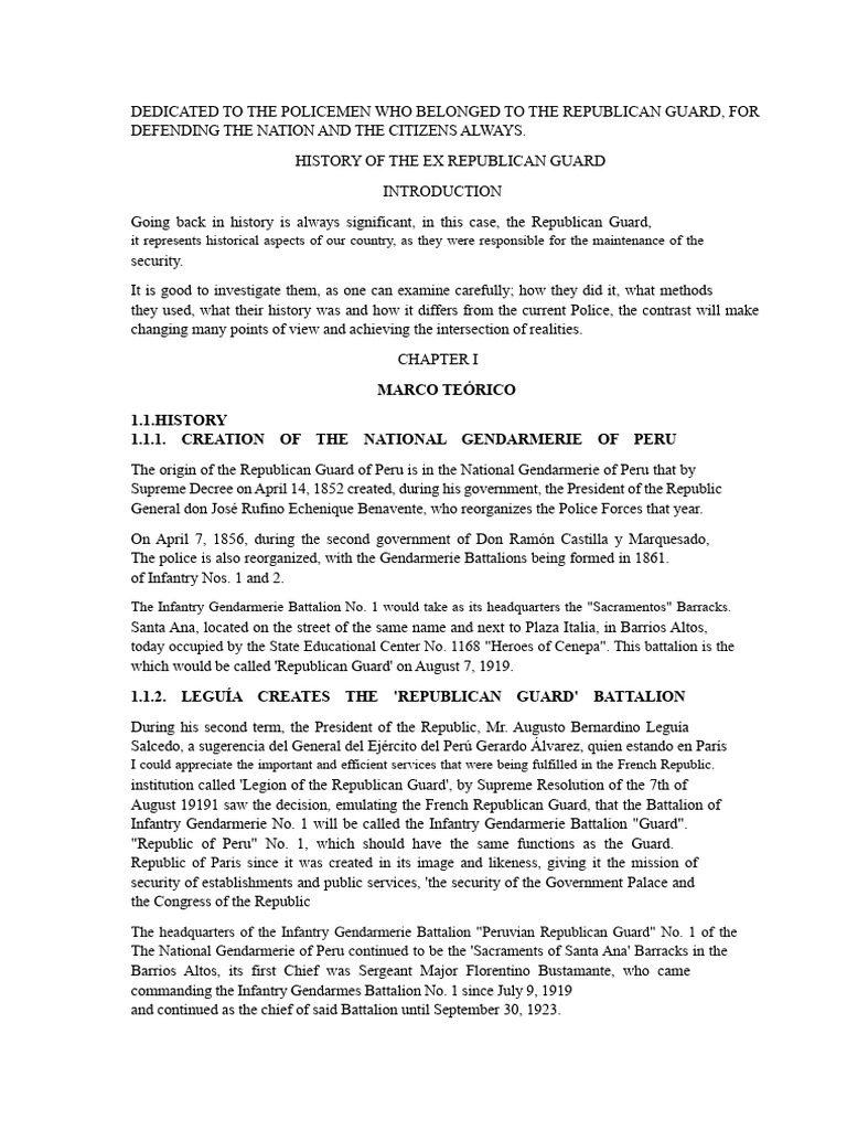 History of the Republican Guard in Peru | PDF | Military Units And ...