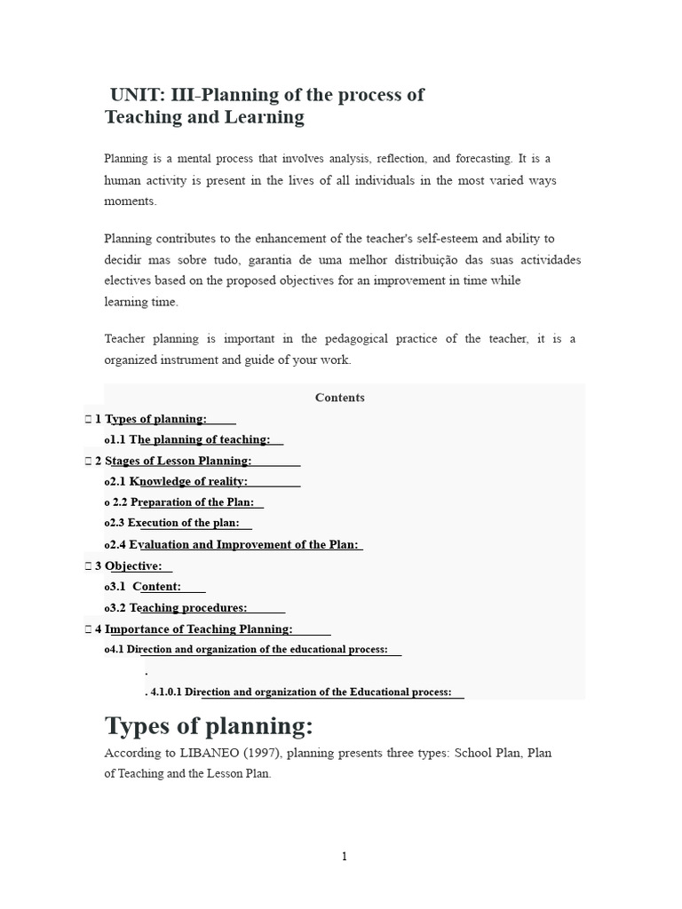 Teaching and Learning Process Planning | PDF | Teachers | Evaluation