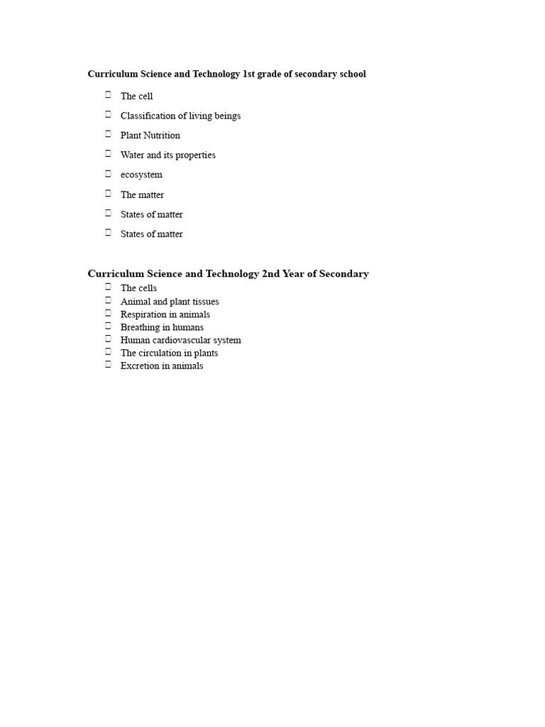 Secondary School Science Curriculum | PDF