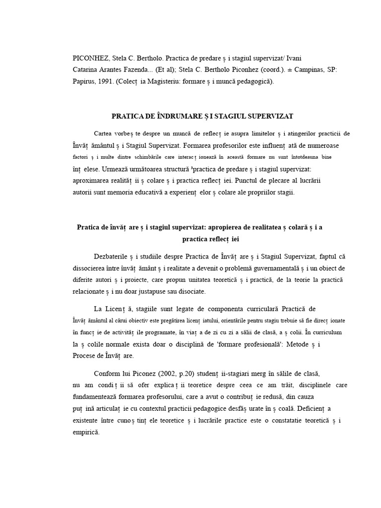 Practicarea Învățământului Și Stagiul Supervizat | PDF
