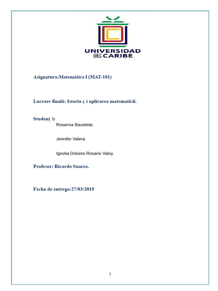 Proiect Final Matematica 27-03-2019 | PDF